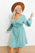 Scoop Neck Empire Waist Long Sleeve Mini Dress – Flowy Party & Cocktail Dress for Women