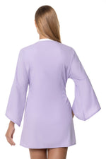 omen's Ocean Drive Cover-Up with Front Tie – Lightweight Beach Kimono in Lavendula for Pool, Vacation & Cruise