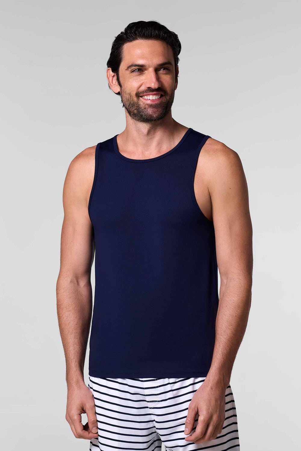 Men's Dade Swim Tank – Navy Quick-Dry Mesh Tank Top for Beach, Pool & Workout