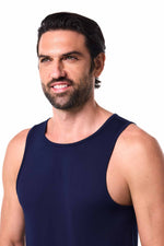 Men's Dade Swim Tank – Navy Quick-Dry Mesh Tank Top for Beach, Pool & Workout