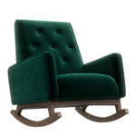 Demetrius Solid Wood Rocking Chair – Mid-Century Modern Accent Chair with Velvet Upholstery for Living Room, Nursery, or Bedroom