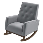 Demetrius Solid Wood Rocking Chair – Mid-Century Modern Accent Chair with Velvet Upholstery for Living Room, Nursery, or Bedroom