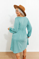 Scoop Neck Empire Waist Long Sleeve Mini Dress – Flowy Party & Cocktail Dress for Women