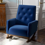 Demetrius Solid Wood Rocking Chair – Mid-Century Modern Accent Chair with Velvet Upholstery for Living Room, Nursery, or Bedroom