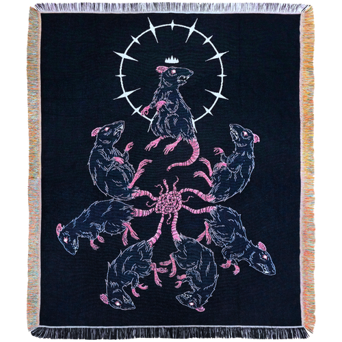 Rat King Dark Folklore Woven Blanket – Goth Tapestry Throw for Altar, Bedroom, or Dark Academia Decor
