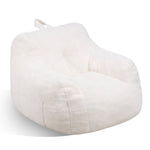 Bean Bag Chair, 3 feet Bean Bag Chair with Soft Armrests and Storage Pocket, 25D Memory Foam Filled with Soft Teddy Velvet Cover, Bean Bag for Bedroom or Playroom, White