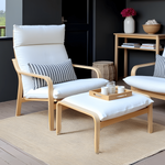 Natural White Bouclé Poäng Slipcover – Compatible with IKEA Poäng Chair & Footstool, Soft Textured Furniture Cover