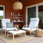Natural White Bouclé Poäng Slipcover – Compatible with IKEA Poäng Chair & Footstool, Soft Textured Furniture Cover
