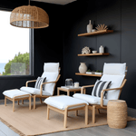 Natural White Bouclé Poäng Slipcover – Compatible with IKEA Poäng Chair & Footstool, Soft Textured Furniture Cover