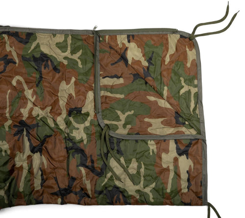 Woobie Blanket 2.0 – Military Poncho Liner with Stuff Sack, Water-Resistant Ripstop, and Zipper for Camping and Tactical Use (Woodland Camo)